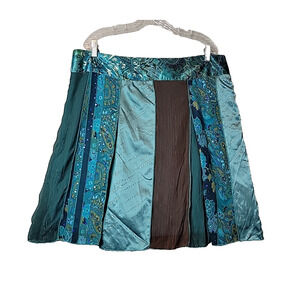 Vintage Luna Chix Multicolor Patchwork Mixed Print A Line Midi Skirt Women's XL